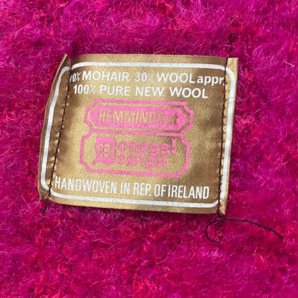 Hemmings Mohair & Wool Handwoven Wrap Bright Pink Made In Ireland - Picture 2 of 7